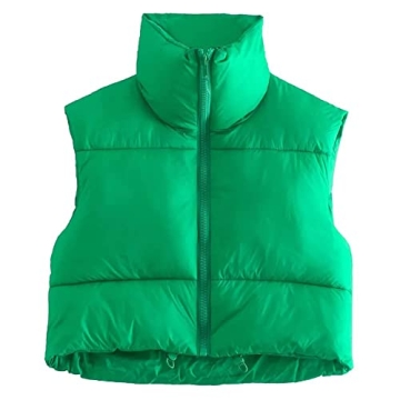 Daacee Women's Lightweight Winter Crop Puffer Vest - Stylish & Warm