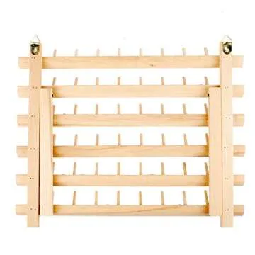 BAENRCY 2-pack 60-Spool Wooden Thread Holder Sewing and Embroidery Thread Rack and Organizer Thread Rack for Sewing with Hook