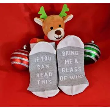 If You Can Read This Bring Me A Glass Of Wine Socks Warm, Cozy Christmas Stocking Stuffer Gift for Wine Lovers (Grey)