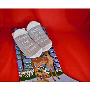 If You Can Read This Bring Me A Glass Of Wine Socks Warm, Cozy Christmas Stocking Stuffer Gift for Wine Lovers (Grey)