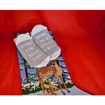 If You Can Read This Bring Me A Glass Of Wine Socks Warm, Cozy Christmas Stocking Stuffer Gift for Wine Lovers (Grey)
