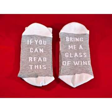 If You Can Read This Bring Me A Glass Of Wine Socks Warm, Cozy Christmas Stocking Stuffer Gift for Wine Lovers (Grey)