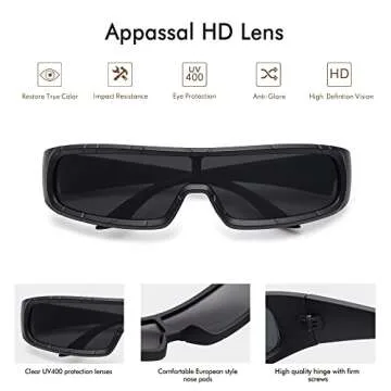 Appassal Y2K Futuristic Wrap Around Sunglasses