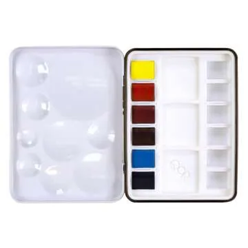 QoR Intensity Half Pan Set by GOLDEN, 6 Half Pan Watercolors, Professional Watercolor Paint Set