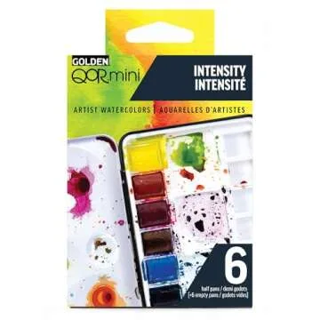 QoR Intensity Half Pan Set by GOLDEN, 6 Half Pan Watercolors, Professional Watercolor Paint Set