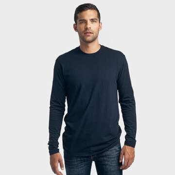 True Classic Long Sleeve Crew Shirt for Men. Premium Fitted Mens Crew Neck Shirt for Men. Navy
