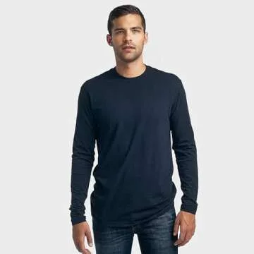 True Classic Long Sleeve Crew Shirt for Men - Premium Fitted - Navy