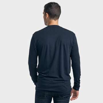 True Classic Long Sleeve Crew Shirt for Men. Premium Fitted Mens Crew Neck Shirt for Men. Navy