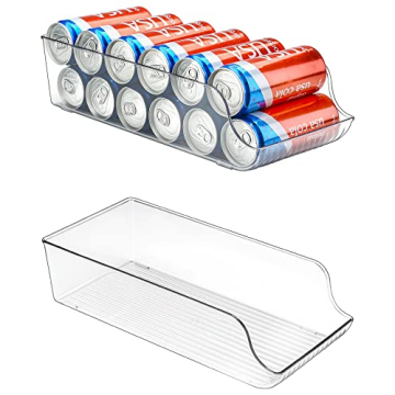 Puricon 2 Pack Skinny Can Drink Dispenser Organizer for Refrigerator, Clear Plastic Tall Skinny Soda...