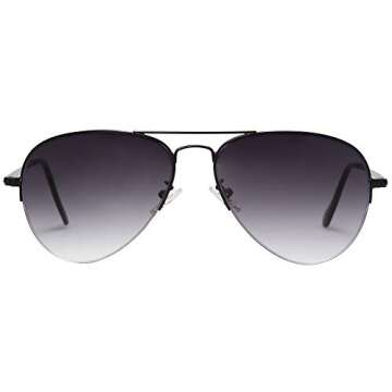 SOJOS Men's Women's Sunglasses, Classic Semi Metal Frame SJ1106 with Black Frame/Gradient Grey Lens