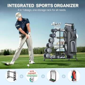 PLKOW Weight Rack for Dumbbells, Home Gym Storage for Dumbbells Yoga Mat Kettlebells and Gym Equipment, Golf Bag Organizer Dumbbell Rack for Garage, Home Gym