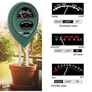 Lfurxzek Soil Test Kit - 3-in-1 Plant Health Meter