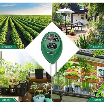 Lfurxzek Soil Test Kit,Soil pH Meter,3-in-1 Moisture Light pH Testing Kits Sensor pH Meter Plant Water Meter for Garden, Lawn, Farm, Indoor & Outdoor Use (Green)