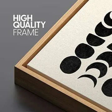 SIGNLEADER Framed Canvas Print Wall Art Semi Circles and Long Black Lines Geometric Shapes Drawings Modern Art Contemporary Edgy Black and White for Living Room, Bedroom, Office - 16"x24"x3 Natural