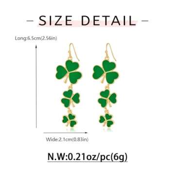WOWORAMA St Patrick's Day Dangle Earrings for Women