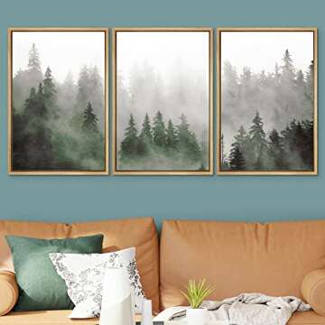 SIGNWIN Woodland Framed Canvas Art Set - Serene Nature Decor