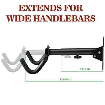DIRZA Bike Wall Mount Garage Bike Rack Adjustable Bike Hanger Storage Bike in Garage Home,Horizontal Bike Hook Bike Holder for Mountain Bike,Road Bike,Hybrid Bikes