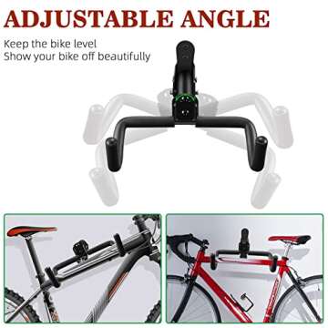 DIRZA Bike Wall Mount Garage Bike Rack Adjustable Bike Hanger Storage Bike in Garage Home,Horizontal Bike Hook Bike Holder for Mountain Bike,Road Bike,Hybrid Bikes