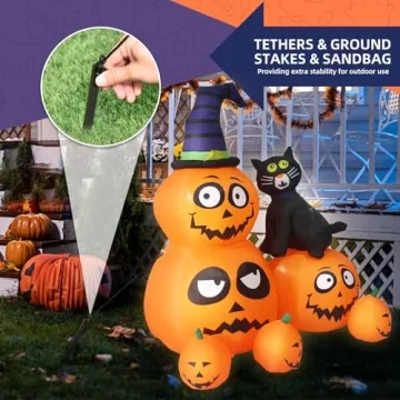Gardwin 6FT Halloween Inflatable Pumpkin & Cat for Yards