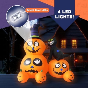 Gardwin 6FT Halloween Inflatable Pumpkin & Cat for Yards