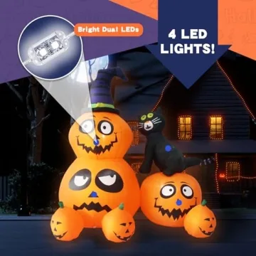 Gardwin 6FT Halloween Inflatable Pumpkin & Cat for Yards