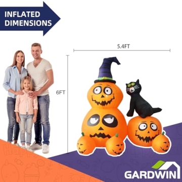 Gardwin 6FT Halloween Inflatable Pumpkin & Cat for Yards