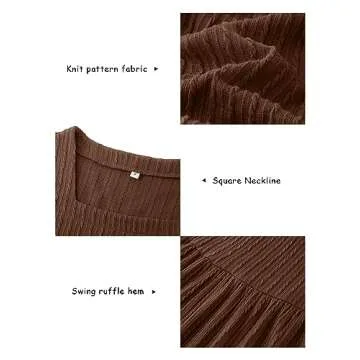 BIUBIU Women's Casual Knit Sweater Dress Square Neck Long Sleeve Knee Length Babydoll Dresses Trendy 2024(Brown,S)