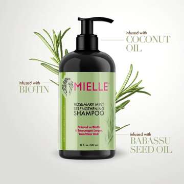 Mielle Organics Rosemary Mint Strengthening Shampoo and Conditioner Infused with Biotin, Cleanses an...