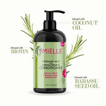 Mielle Organics Rosemary Mint Strengthening Shampoo and Conditioner Infused with Biotin, Cleanses and Helps Strengthen Weak and Brittle Hair, 12 Ounces
