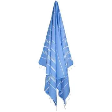 Clotho Classic Turkish Peshtemal Towel 100% Cotton Blue 39 X 70