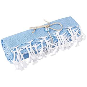 Clotho Classic Turkish Peshtemal Towel 100% Cotton Blue 39 X 70