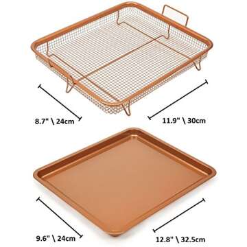 Copper Chef, 2-Piece Non-Stick Bakeware Set for Oven with Crisper Pan and Cookie Sheet, 13 x 9-Inch, N5O4RBL, Copper