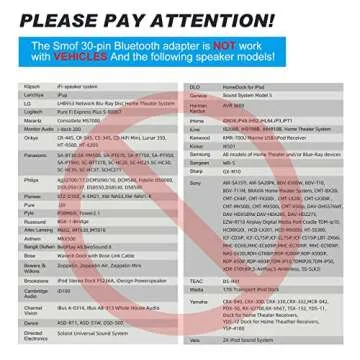 Smof Premium 30 Pin Bluetooth Adapter Receiver for Bose Sounddock and 30 pin iPod iPhone Music Docking Station with Bluetooth Audio Receiver 3.5 mm AUX Output-Female(Not for Car) Black