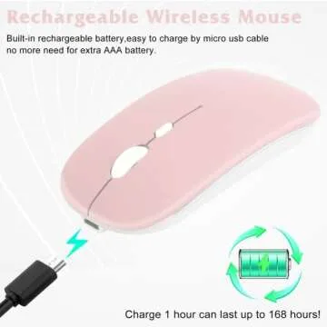 UrbanX 2.4GHz & Bluetooth Mouse, Rechargeable Wireless Mouse for Samsung Galaxy Tab A7 10.4 (2020) Bluetooth Wireless Mouse for Laptop/PC/Mac/iPad pro/Computer/Tablet/Android Flamingo Pink