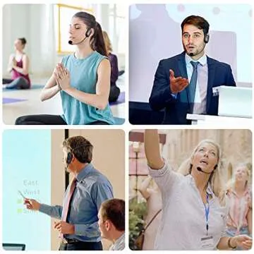 XIAOKOA UHF12 Wireless Microphone Headset, 160ft Range, Dual Micro USB Charging, Suitable for Teaching, Stage Performers, Fitness Instructors