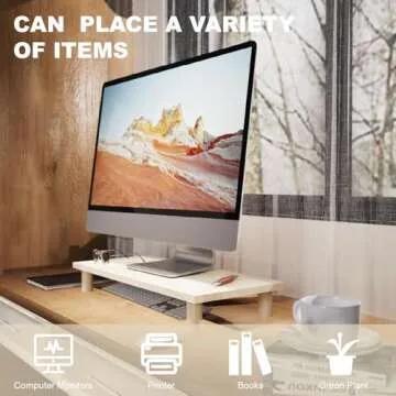 Haihomebest Wooden Monitor Stand for Ergonomic Workspace