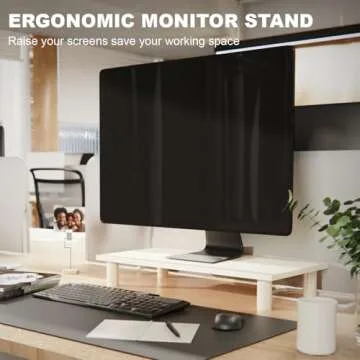 Haihomebest Wooden Monitor Stand for Ergonomic Workspace