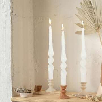 Spiral Taper Candles 9inches Long Candlesticks Twisted White Tapered Candle Set of 2 - Smokeless Unscented Candle for Birthday Party Celebration Tablescape Home Decoration