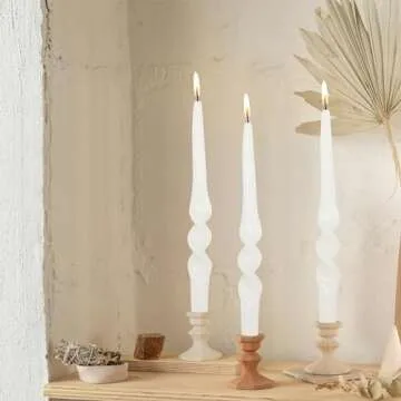 Spiral Taper Candles 9inches Long Candlesticks Twisted White Tapered Candle Set of 2 - Smokeless Unscented Candle for Birthday Party Celebration Tablescape Home Decoration