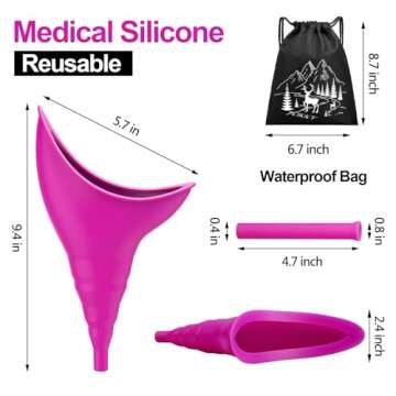 CIKICY Female Urinal Device Camping Accessories urinal for women Travel Essentials, Portable Urinal Silicone Pee Funnel for Women, Reusable Outdoor Hiking Camping Toilet Gadgets Camper Gifts for Women
