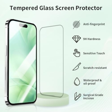 BLEUM CADE 3Pack Screen Protector for iPhone 16 Pro with Installation Frame, Anti-Fingerprint 9H Har...