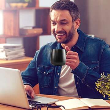 Ceramic Coffee Mug, Matte Glossy Coffee Mugs 13 OZ Coffee Cup, Tea Mugs with Handle, Valentine's Day Birthday Gifts for Women & Men Office and Home, Suitable for Dishwasher and Microwave(Black)