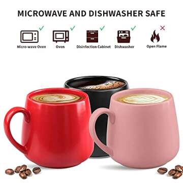 Ceramic Coffee Mug, Matte Glossy Coffee Mugs 13 OZ Coffee Cup, Tea Mugs with Handle, Valentine's Day Birthday Gifts for Women & Men Office and Home, Suitable for Dishwasher and Microwave(Black)