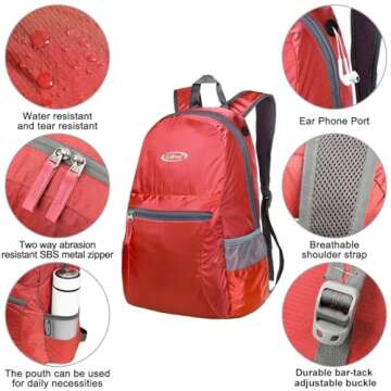 G4Free 20L Lightweight Packable Backpack Travel Hiking Daypack Foldable Backpack for Men Women