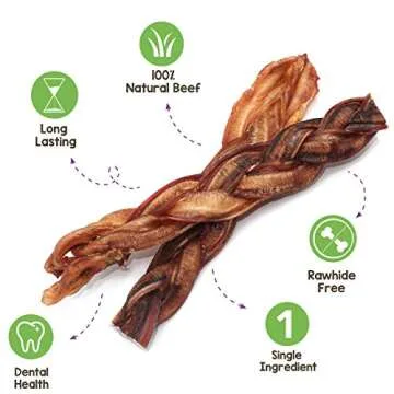 Nature Gnaws Extra Large Braided Bully Sticks for Dogs - Premium Natural Beef Dental Bones - Thick Long Lasting Dog Chew Treats for Aggressive Chewers - Rawhide Free