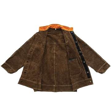 YESWELDER Leather Welding Jacket for Men Women, Heavy Duty welder jacket, Heat Flame Resistant Welding Coat