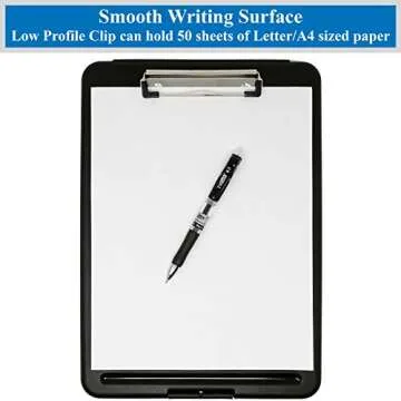 Think2Master Sturdy Black Plastic Storage Clipboard