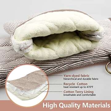 Yarn Dyed Cotton Oven Mitts - Heat Resistant & Stylish