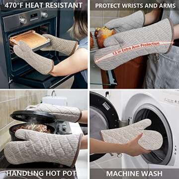 Yarn Dyed Cotton Oven Mitts - Heat Resistant & Stylish