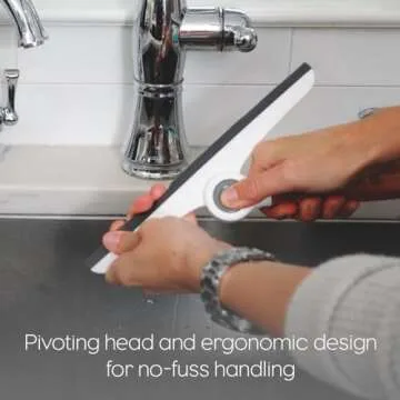 Full Circle Wipe Out Pivoting Shower Squeegee with Hanging Hook, White, 2 Piece